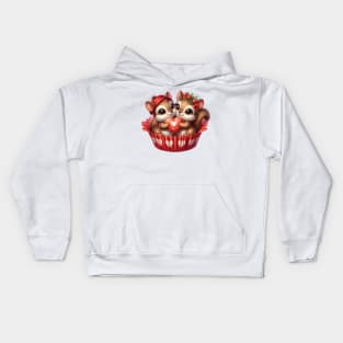 Valentine Squirrel Couple In A Cupcake Kids Hoodie